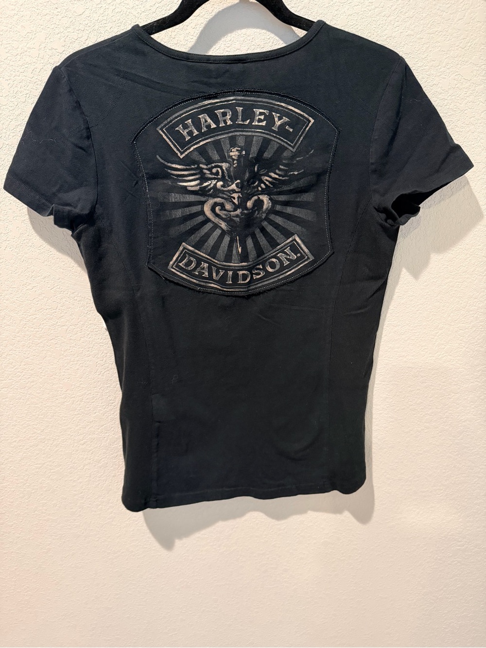 Harley-Davidson Black Short-Sleeve Zip Front Tee - Picture 4 of 5